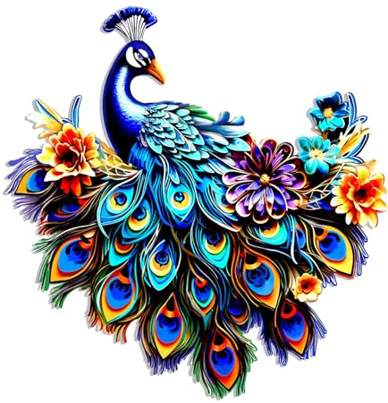 Pfau Wandkunst für den Außenbereich, Metall-Vogel, Wanddekoration, blaue Kunst-Wandskulptur für Zuhause, Garten