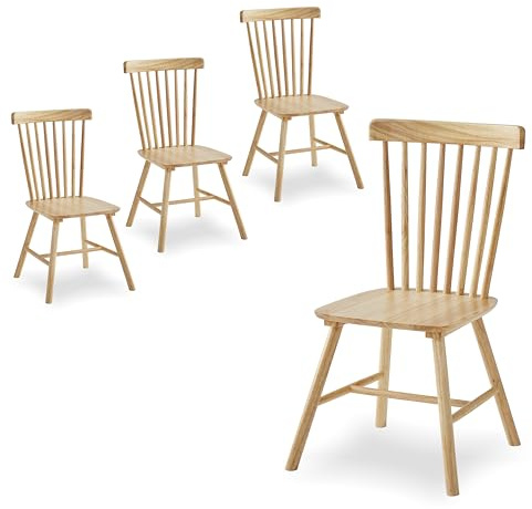 Solid Wood Dining Chairs Set of 4 Kitchen Chairs with Solid Frame and legs (Windsor, 4)
