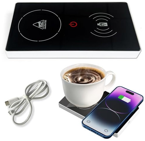 KEAGAN Coffee Mug Warmer, 2-in-1 Smart Cup Warmer, 15W Mug Warmer for Desk, Electric Beverage Warmer USB Heating Coaster Warmer With Touch Tech for Coffee, Milk and Tea