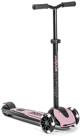 Scoot & Ride Highwaykick 5 Kickboard mit LED Kinderroller Scooter ab 5 Jahren höhenverstellbare und abnehmbare Lenkstange Rose