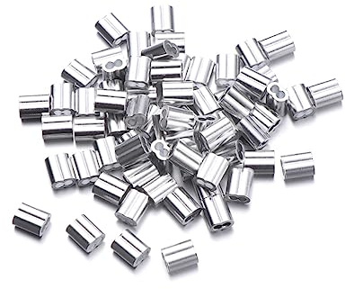 OKUMEYR -câbles À Manchon En Acier 100 Pièces Sertissage De Câbles Métalliques Diamètre 8 Mm Aluminium Doubles Trous