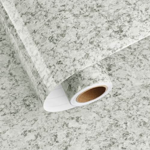 HotDecor Möbelfolie Marmor Abwaschbare Tapete Grau Klebefolie Arbeitsplatte Küche Hochglanz Graue Tapete Marmoroptik Küchentapeten Schrank Folie Selbstklebend Marmor Folie für Möbel 60cm x 300cm