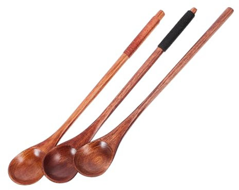 Alipis Juego De 3 Cucharas De Miel De Madera De Mango Largo Nanmu, Removedor De Bebidas y Té Superficie Pulida, Utensilios Multifuncionales Para Café y Cocina