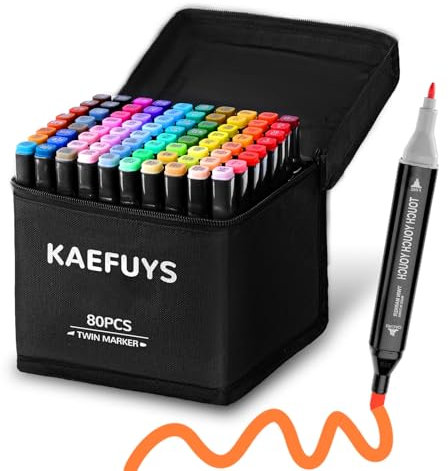KAEFUYS Marcatore 80 Colori, Pennarelli Doppia Punta Artistici Impermeabile, Marker ad Penna Artistica Professionale con Base e Borsa per Colorazione Disegnare e Scrivere