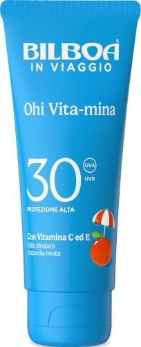 Bilboa, Ohi Vita‑mina, Crema Solare SPF 30 da Viaggio, con Vitamina C e Vitamina E, Ideale Contro Rughe e Macchie, Adatto a Zone Sensibili, Resistente all’Acqua, 75 ml