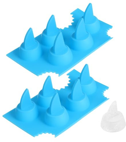 CIYODO Shark Ice Cube Tray Silicone Mold Sky Blue 2pcs Pack Shark Fin Ice Cube Mold for Party Cocktail Chocolate Baking DIY