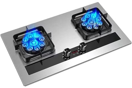 Cuisinière À Gaz En Acier Inoxydable 75 Cm, Cuisinière À Gaz D'extérieur À Double Brûleur, Cuisinière Au Propane, Dispositif De Protection Contre Les Extinctions Accidentelles De 5,2 KW(LPG)