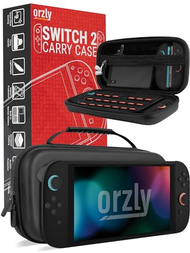 Orzly Case for Nintendo Switch 2 Protective Travel Carry Case with Screen Padding, Game Cards & microSD Slots with Zipped & Open Pockets for Console Accessories - Gift Box Edition