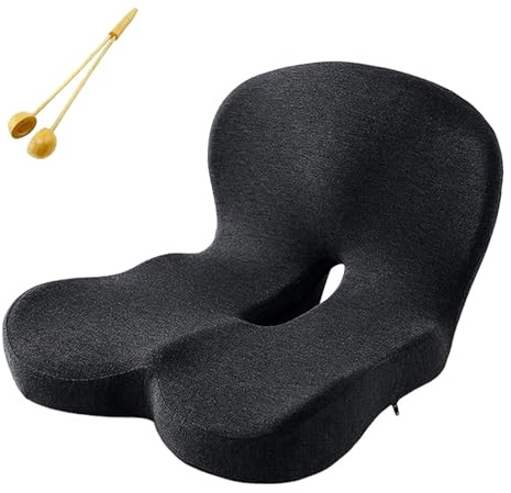 Reenly Soothe+ Seat Cushion, Reenly Back And Seat Cushion, Memory Foam L-Shaped Integrated Seat Cushions, Welnax Rückenkissen Bei Ischias, Für Büro, Familie, Reisen, Autositz Oder Rollstuhl(Dark Gray)
