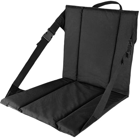 Cuscino pieghevole per sedile da stadio con schienale in pelle PU e cinghia regolabile per campeggio all'aperto, sport, cuscino portatile con schienale