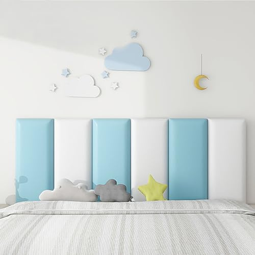 Self-Adhesive Anti-Collision Wall Cushion Pads - 50x20 CM Upholstered Wall Padding for Bedrooms, Peel and Stick Headboard Panels, Soft 4 CM Thick Foam (8 Pcs)