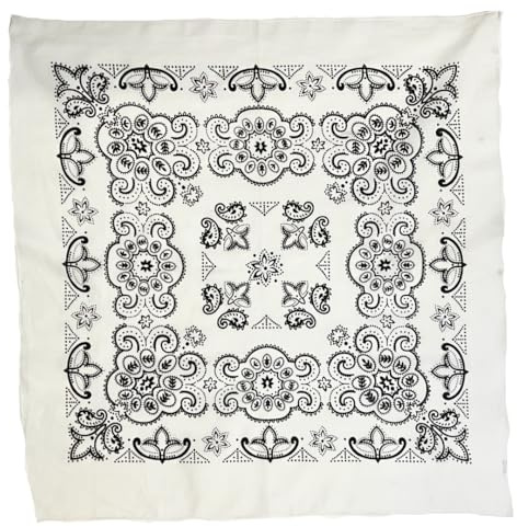 Generisch XL Bandana – Paisley 70 x 70 cm – 6 Farben – 100% Baumwolle (Weiss)