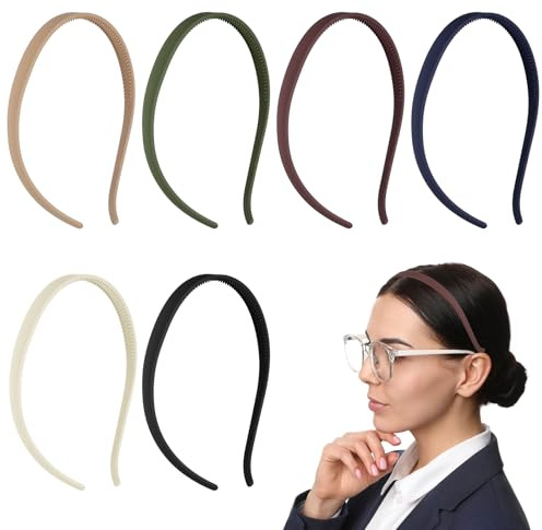 6 stycken hårband, tunna, elastiska hårband ingen huvudvärk, pannband för kvinnor, halkfritt pannband med anti-halk-tänder, hårband, huvudpärlor för sport, yoga, smink