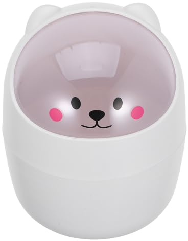 SUPVOX Mini Poubelle de Bureau Blanche avec Couvercle Basculant, Poubelle de Table en Plastique Écologique, Design Animalier Mignon, Cuisine, Salle de Bain et Espace de Travail,