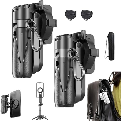 Trépied à selfie amélioré 2026, trépied magnétique portable, mini perche à selfie Bluetooth, rotation flexible à 360°, télécommande amovible, pour vlogs, photographie de paysage (noir)