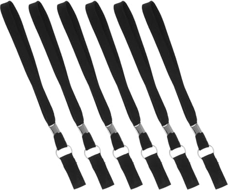 YARNOW Lot de 6 Dragonnes Réglables Élastiques pour Canne de Marche, Lanières de Poignée Noires Bande Réfléchissante Haute Visibilité, Accessoires Sûrs Anti-chute pour Mobilité