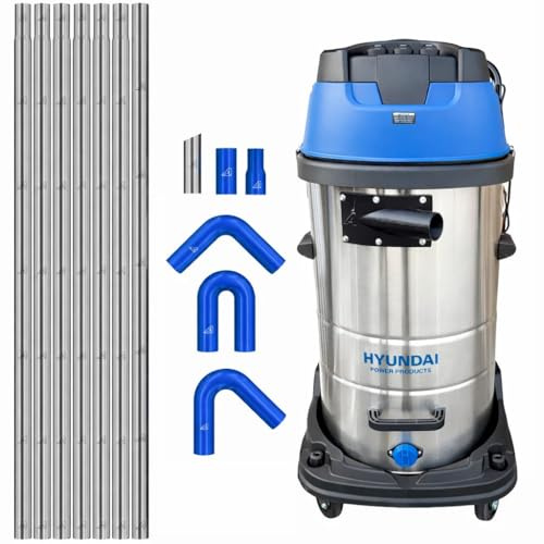 Gutter Cleaning System 100L Industrial Wet & Dry Vacuum Cleaner with Blue 25ft (7.5m) Long Reach Gutter Pole Kit 3000W Triple Motor