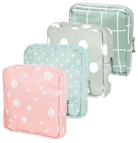 ElevateTech Sanitary Napkin Storage Bags, 4 Pcs Pad Bag for Period Tampon Bags Portable Menstrual Pad Pouch Feminine Pouch First Period Bag Gifts for Women