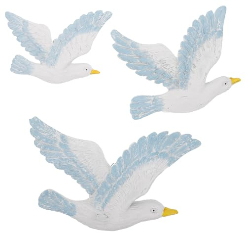 WINOMO Seabird Wall Hanging Decoration - 3 Piece White Seagull Ornament Set for Nautical Home Decor Ideal for Living Room and Beach Themed Parties