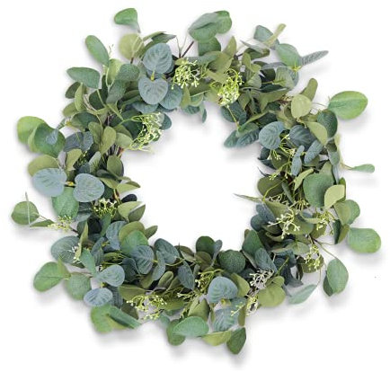HomeKaren Eucalyptus Wreaths for Front Door 22, Handmade Green Leaves Wreath for Summer, Spring and All Seasons, Greenery Floral Wreath for Wall and Outside