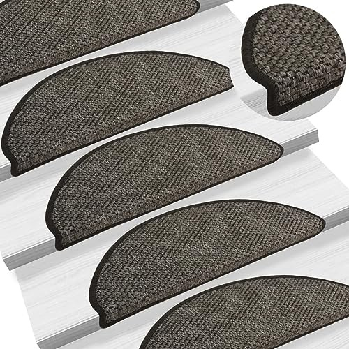 vidaXL Treppenmatten 15 STK., Stufenmatten Selbstklebend, Treppenteppich in Sisal-Optik, Treppenstufenmatte Treppenschutz, 65x21x4cm Anthrazit