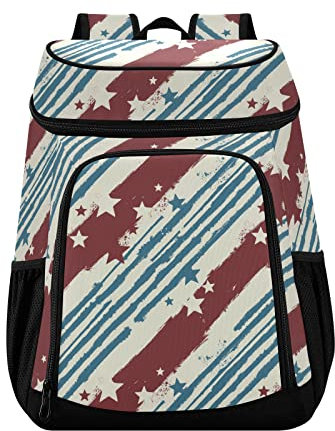 Grunge Amerikanische Flagge Kühlrucksack für Damen und Herren, Picknick, isolierte Kühltaschen, große Kapazität, Lunch-Rucksack für Arbeit, Schule, Angeln, Wandern, Camping, Park, Strand