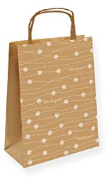 der-verpackungs-profi GmbH 50 Stück Papiertragetaschen braun WeihnachtenWinterzeit (14+8x21cm)