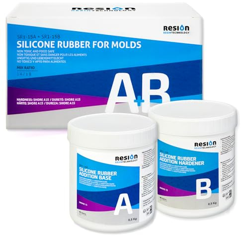 RESION Silikonkautschuk Dubliersilikon | Abformsilikon, Silikon Abformmasse, Hitzebeständig, Flüssiges Silikon, für Epoxidharz, Gießharz, Gips, Beton (1KG, Shore 15A - Blau)