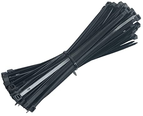 Lot de 100 serre-câbles noirs - 3,6 mm x 150 mm - Résistants à la traction de 18,1 kg - En nylon - Résistants aux UV - Très résistants - Pour la maison, l'atelier et le jardin