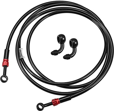 A ABSOPRO 1 Juego AN3 28 90 Grados Motocicleta Freno Manguera Línea 240cm Negro