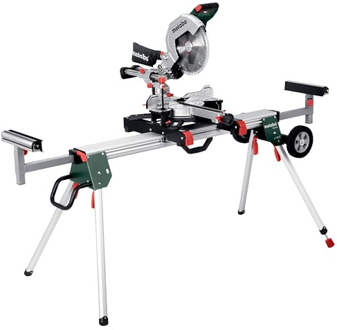 metabo Kappsäge KGS 305 M - 2000 W, 305 mm Schnittbreite, 110 mm Schnitttiefe - LED-Laserschnittführung, beidseitige Neigung, präzise und leistungsstark - Inkl. Maschinenständer KSU 401 und Zubehör