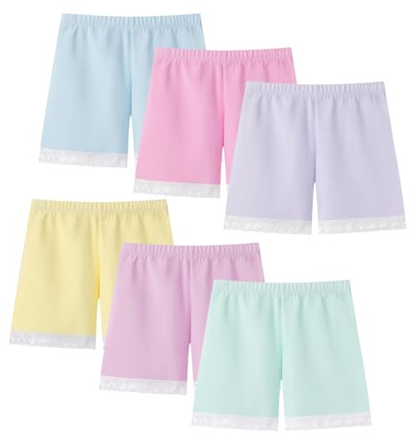 Anntry Pantalones Cortos de Ciclismo de Color sólido para niñas de 2 a 12 años Bragas de Vestir de Seguridad Boyshort para niños pequeños Paquete de 6 Ropa Interior