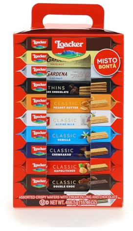 Loacker, Misto Bontà, Edizione 2025, Confezione Regalo con 11 Delizie Assortite di Wafer, Avvolgente Crema e Cioccolato Pregiato, Merenda e Snack, 1 Confezione Convenienza da 466,5g