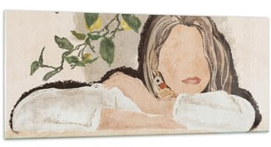 Wandbilder Dekoration Wohnzimmer Frau Zitronen Minimalismus Panorama Bilder auf Glas 120x50cm Glasbild Schlafzimmer Küche Wand Kunstdruck Art Groß Wanddeko Bild im Glas Modern GAB120x50-6027