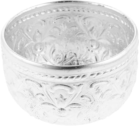 Angoily Thai Small Carved Serving Bowl 3.93X3.93X11.81In Water Offering Bowl with Traditional Thai Pattern Massage Essential Oil Container for Spa and Home