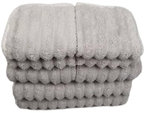 SOFTBATFY Weiche Badetücher Set, Mikrofaser gerippte übergroße Badetücher Extra groß für Badezimmer, Haus, Hotel, Spa, Strand, Pool, Fitnessraum (Grey, 8-Piece Towel Set)