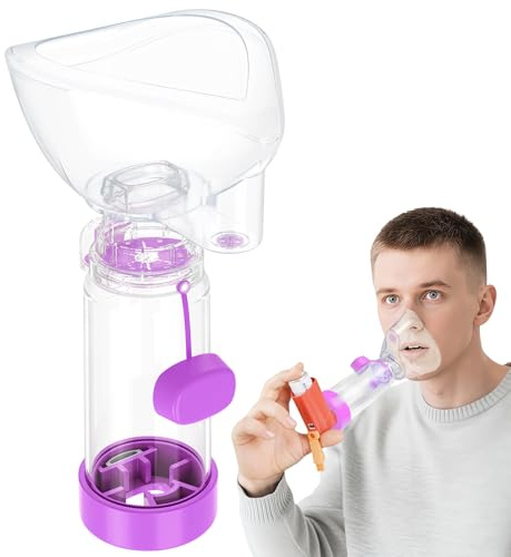 NESSI Spacer for Inhaler OTC Spacer Adult with Mask Spacer and Mouthpiece Spacer (Purple)