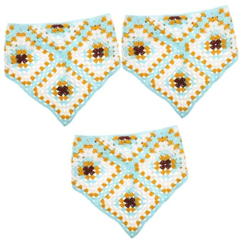 MAGICLULU 3St dreieckiges Stirnband Haare häkeln Blumenbandana Haarband Haargummis Damen Schal Bandana-Stirnbänder für Frauen gehäkeltes Bandana-Stirnband bilden Zubehör Haarmaske Haartuch
