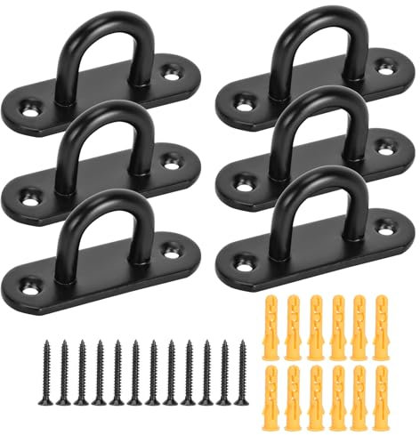 Dairzitv 6 Stück M6 Edelstahl-Deckenhaken, Pad-Ösenplatte, U-Haken, robuste Wandhalterung, Ringhaken, Marine-Aufhängung, Klammerhaken, Schlaufe mit Schrauben