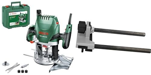 Bosch Accessories Bosch Oberfräse POF 1400 ACE (1400 W; für Holzbearbeitung; 3x Spannzange; Fräser; Parallelanschlag; Absaugadapter) + 1x Parallelführung und Führungsschienenadapter