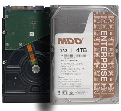 MDD MAXDIGITALDATA 4TB 7200RPM 128MB Cache SAS 12Gb/s 3.5inch Internal Enterprise Hard Drive (MD4TSAS12872E)