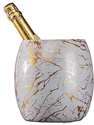 Cubo de hielo Cubo de hielo de 3,6 l Cubos de hielo de acero inoxidable con elegantes patrones de mármol Ideal para bares de cócteles, fiestas, enfriar vino, champán Mantiene el hielo frío y seco (Bla
