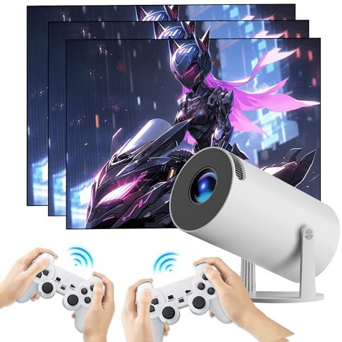 X30MAX Mini Projector and Game 64G,Built-in 20000 Games,1080*720P,2 Wireless Controllers,5G WiFi Bluetooth,4K Portable Retro Video Game Projector 180°Flexible Projection,Android 11,Home Cinema,office