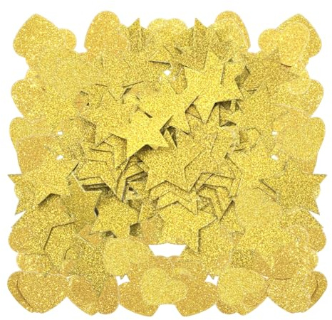 CVDYWDJIE 100 Piezas De Confeti De Corazón Y 100 Piezas De Confeti De Estrella, Confeti con Purpurina, Decoraciones para Fiestas, Obsequios, Confeti De Mesa