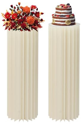 Juego de 2 jarrones de cartón, soporte para flores, columna de flores, 30 x 100 cm, columna decorativa para bodas