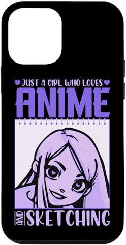 Cool Anime Viola Lilla Ragazza Ama Schizzo Disegno Arte Viola Custodia per iPhone 12 mini