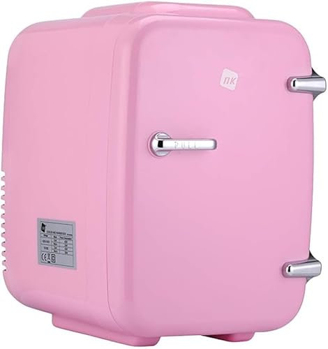 NK Mini Nevera Portátil, 4 Litros de Capacidad, Funcionamiento 12V-220V, Función Enfriamiento y Calentamiento, Para Cosméticos y Refrescos, Rosa
