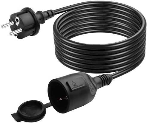 CERRXIAN 10FT CEE 7/7 cavo di prolunga per esterni, cavo di protezione con cappuccio di protezione, cavo esterno, IP44 16A 250V H05VV-F 3G1,0mm²