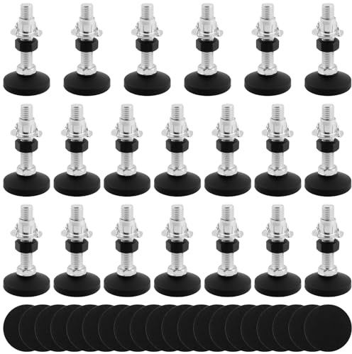 JIEHIN Pack of 20 M10 x 50 mm Furniture Feet, Adjustable Feet, Non-Slip Levelling Feet, Adjustment Screws with Drive-in Nuts, Height-Adjustable Feet for Furniture, Cabinets, Tables