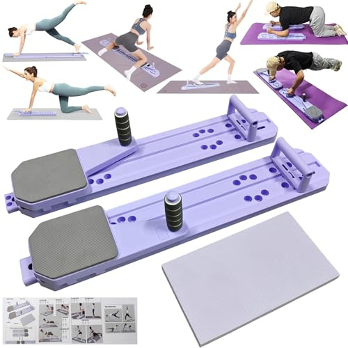 Upgraded Pilates Reformer Maschine, Multifunktionales Fitnessbrett-Set mit Liegestützgriff und Auto-Rebound Ab Roller, Home Gym Workout Equipment Für Ganzkörperübungen